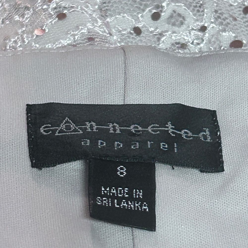 Connected Lace Sequin Side Pleat Ivory Knee Length Sheath Night Out Party Dress - Picture 15 of 16